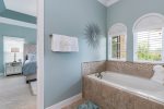 The garden tub is perfect for relaxing in.